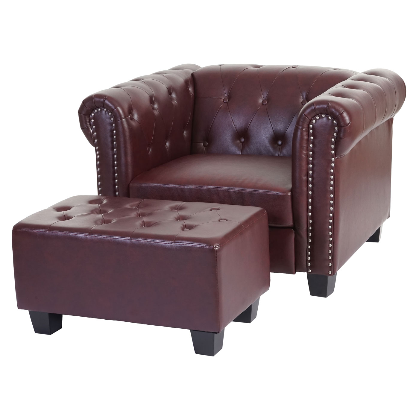 Luxus Sessel Chesterfield, Loungesessel, Kunstleder runde oder eckige Füße - Bild 19 von 21