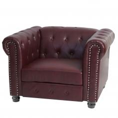 Luxus Sessel Loungesessel Relaxsessel Chesterfield Kunstleder ~ runde Füße, rot-braun