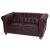 Luxus 2er Sofa Loungesofa Couch Chesterfield Kunstleder 160cm ~ runde Füße, rot-braun