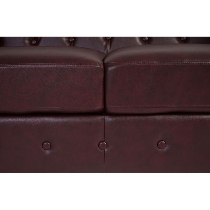 Luxus 2er Sofa Loungesofa Couch Chesterfield Kunstleder 160cm ~ runde Fe, rot-braun