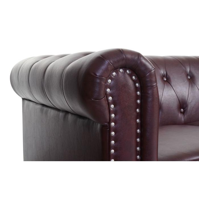 Luxus 2er Sofa Loungesofa Couch Chesterfield Kunstleder 160cm ~ runde Fe, rot-braun