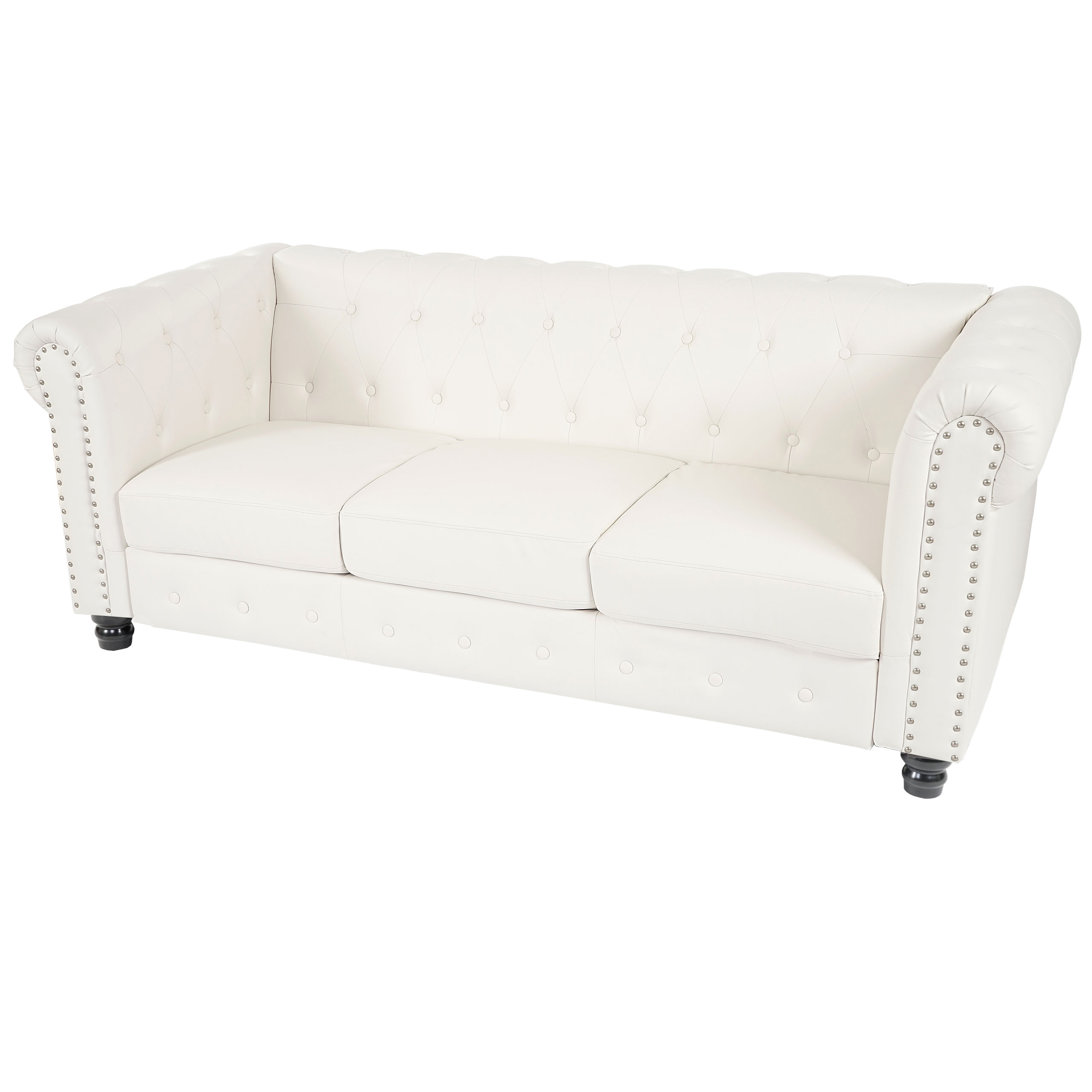 Luxus 3er Sofa Loungesofa Couch Chesterfield Kunstleder - eckige Füsse,  schwarz