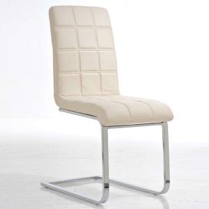 Esszimmerstuhl Freischwinger Stuhl C03, Kunstleder ~ creme