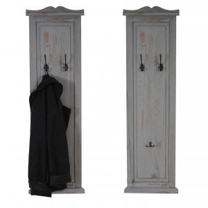 2er-Set Garderobe T33, Wandgarderobe Garderobenpaneel, Wandhaken Holz 109x28x4cm ~ grau shabby