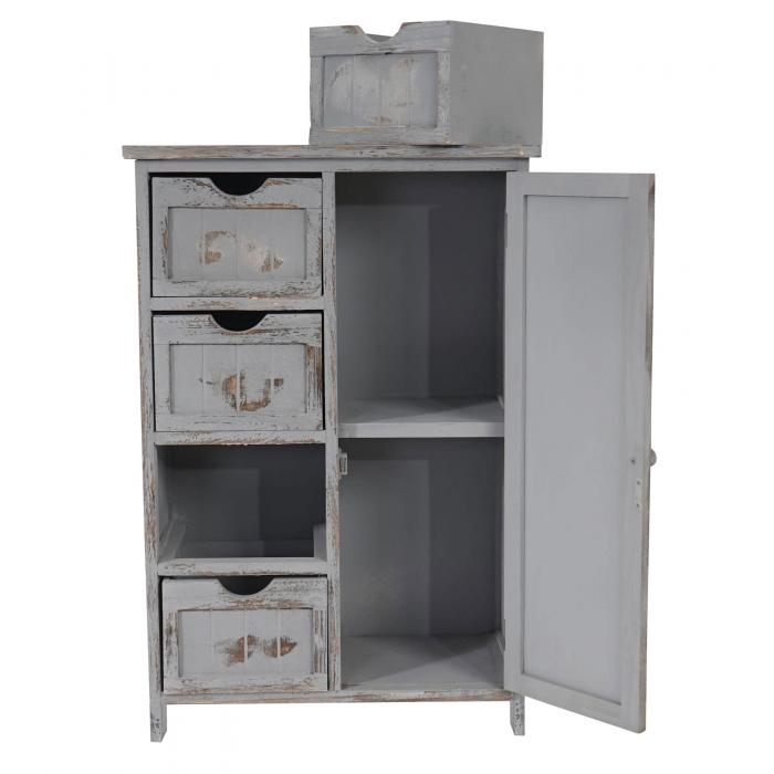 Kommode HWC-D12, Schrank Schubladenkommode, Shabby-Look Vintage 82x55x30cm ~ grau