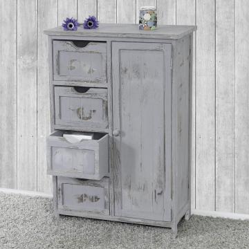 Kommode HWC-D12, Schrank Schubladenkommode, Shabby-Look Vintage 82x55x30cm ~ grau