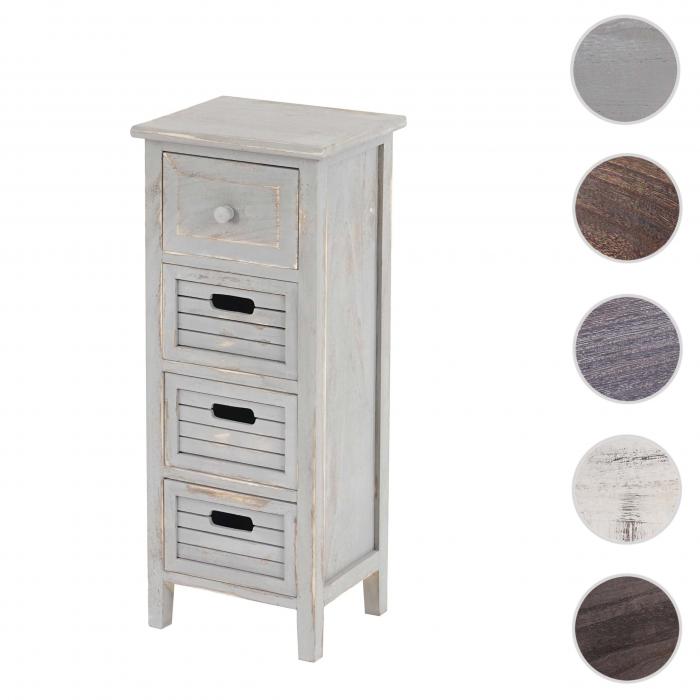 Kommode T18, Schubladenschrank Schrank, 4 Schubladen, 74x30x25cm Shabby-Look Vintage ~ grau