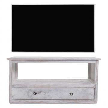 TV-Rack Fernsehtisch Lowboard TV-Regal, Shabby-Look, Vintage ~ wei