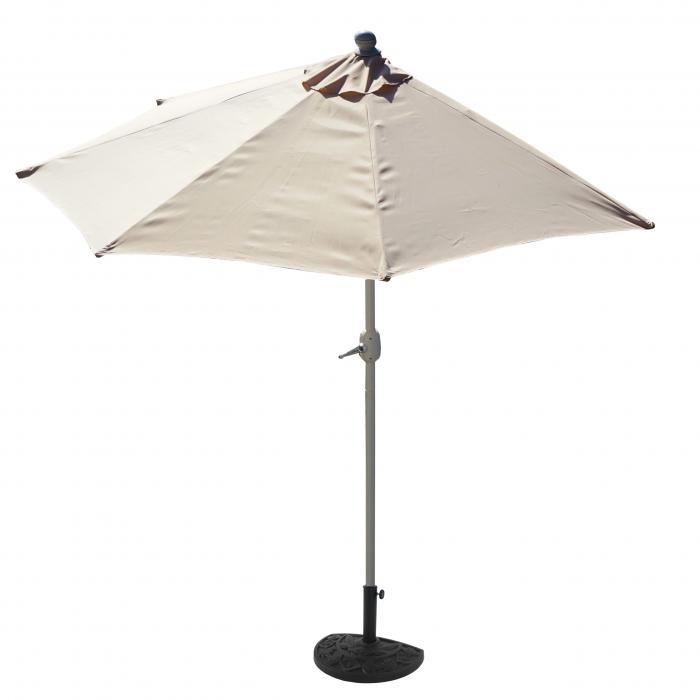 Sonnenschirm halbrund Parla, Halbschirm Balkonschirm, UV 50+ Polyester/Alu 3kg ~ 270cm creme mit Stnder