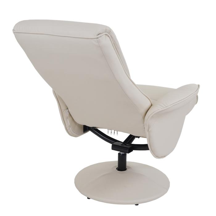 Defekte Ware (Feststellschrauben verbogen SK4) | Relaxsessel Helsinki, TV-Sessel mit Hocker ~ Kunstleder, creme