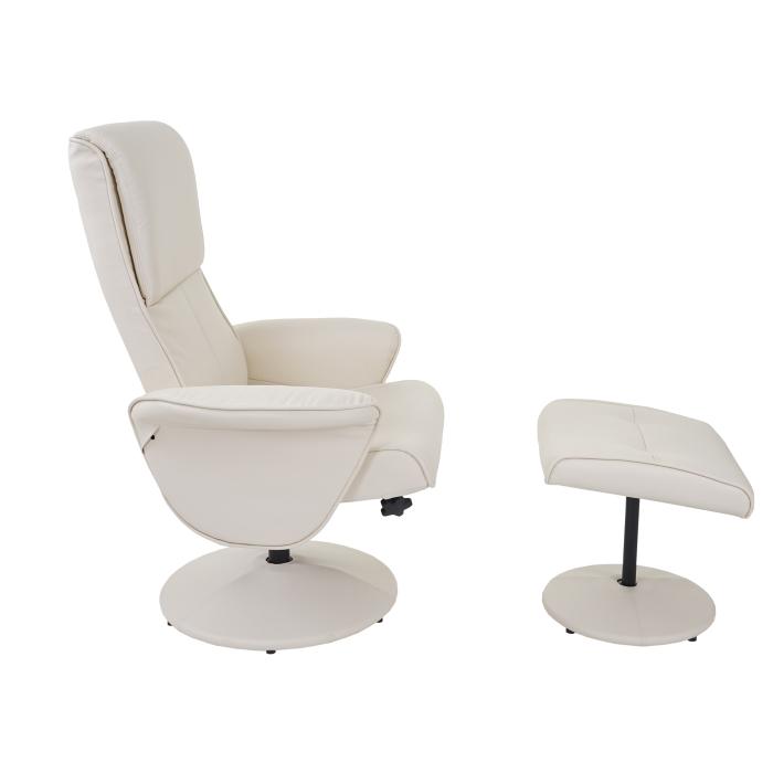 Defekte Ware (Feststellschrauben verbogen SK4) | Relaxsessel Helsinki, TV-Sessel mit Hocker ~ Kunstleder, creme