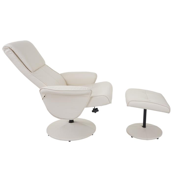 Defekte Ware (Feststellschrauben verbogen SK4) | Relaxsessel Helsinki, TV-Sessel mit Hocker ~ Kunstleder, creme