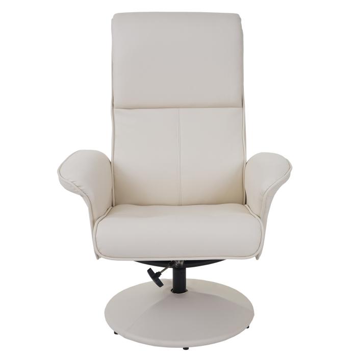 Defekte Ware (Feststellschrauben verbogen SK4) | Relaxsessel Helsinki, TV-Sessel mit Hocker ~ Kunstleder, creme