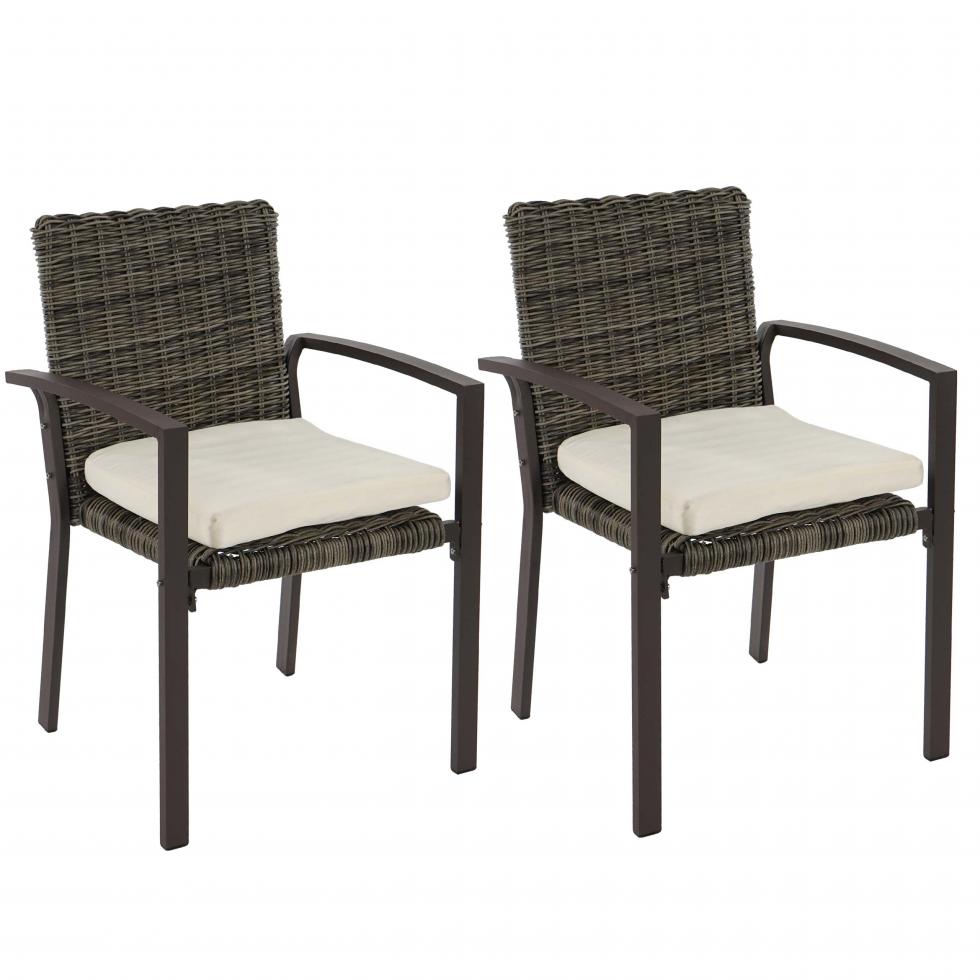 Details zu 2x Poly Rattan Gartenstuhl Murcia II, Stapelstuhl inkl. Sitzkissen naturgrau Details zu 2x Poly Rattan Gartenstuhl Murcia II, Stapelstuhl inkl. Sitzkissen naturgrau