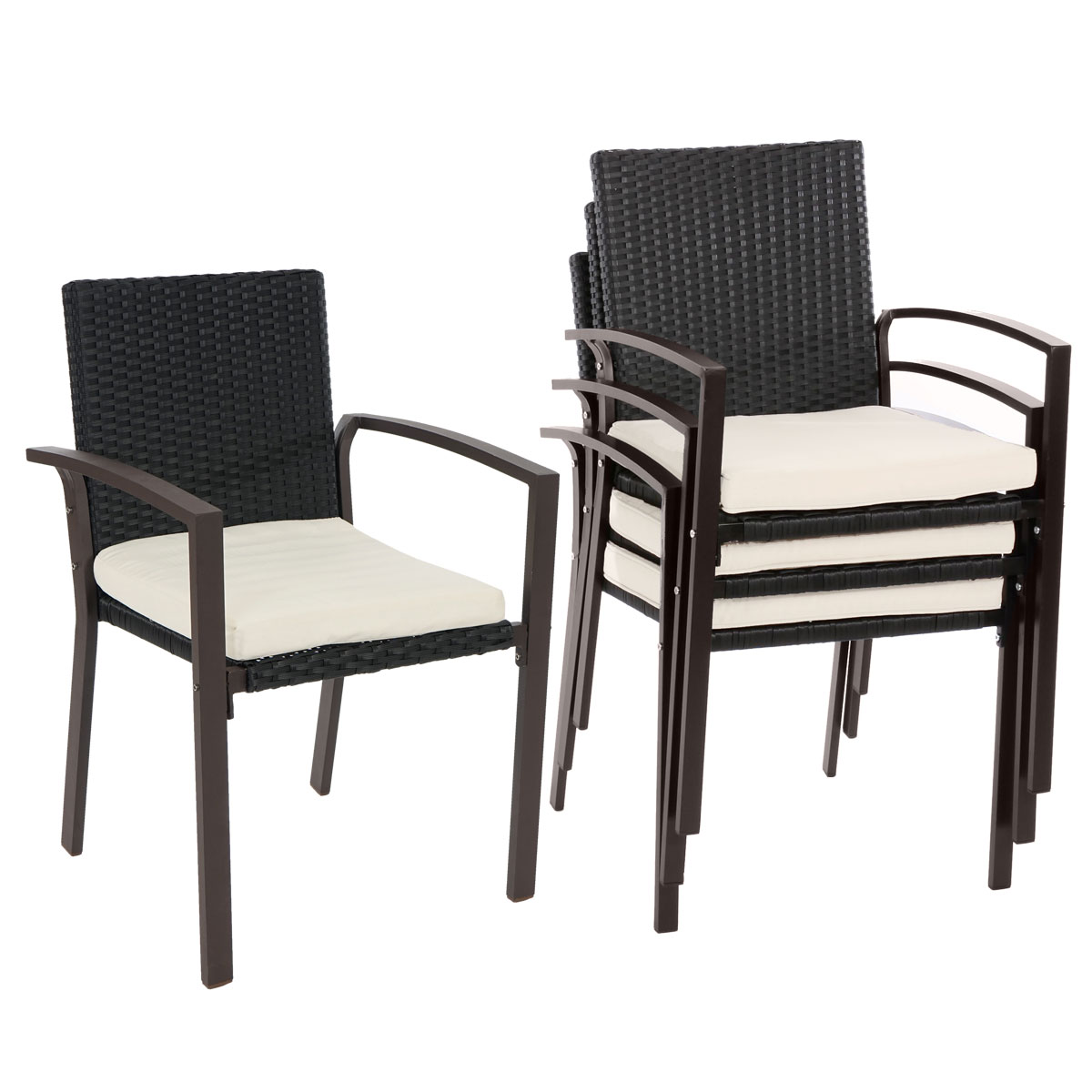 Details zu 2er oder 4er Set Poly Rattan Gartenstuhl Palma II, Stapelstuhl inkl. Sitzkissen Details zu 2er oder 4er Set Poly Rattan Gartenstuhl Palma II, Stapelstuhl inkl. Sitzkissen