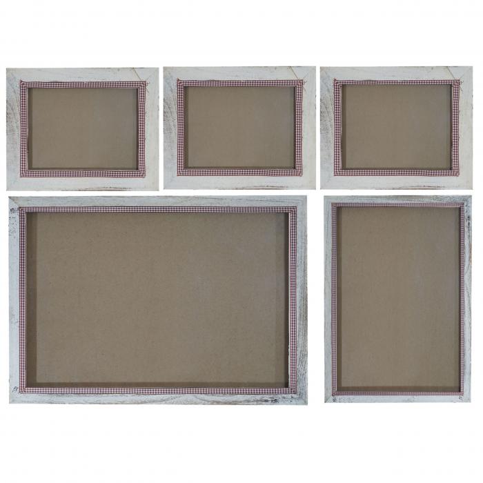 Bilderrahmen Set, Fotorahmen Wand-Rahmen, 3x 19x24cm 1x 26x36cm 1x 36x51cm Holz Shabby Landhaus ~ wei