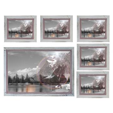 Bilderrahmen Set, Fotorahmen Holzrahmen Wandrahmen, 5x 19x24cm 1x 36x51cm Shabby Landhaus ~ wei