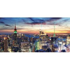 LED-Bild, Leinwandbild Leuchtbild Wandbild, Timer ~ 100x50cm New York, flackernd