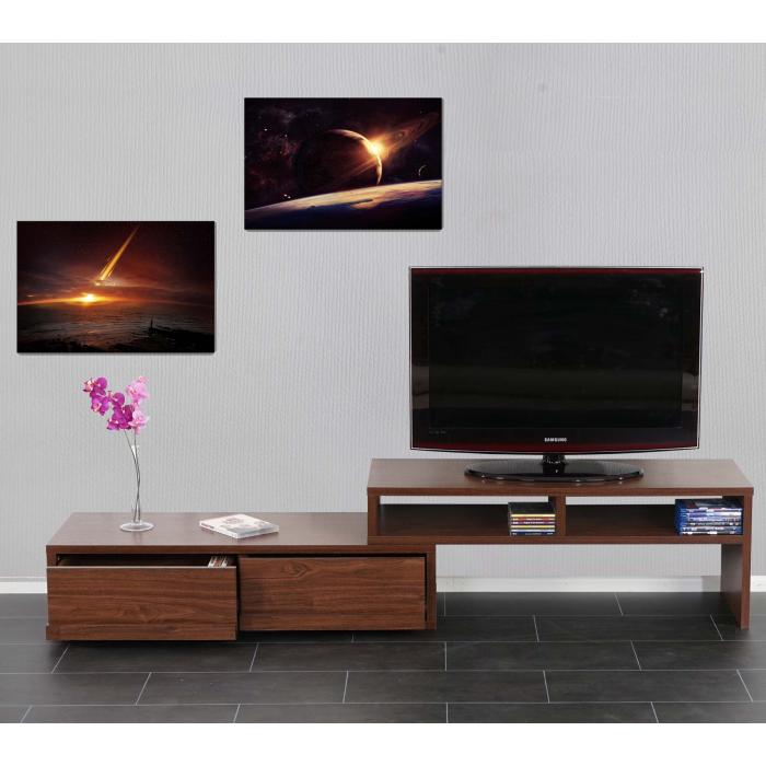 2er-Set LED-Bild Leinwandbild Leuchtbild Wandbild 40x60cm, Timer ~ Planet