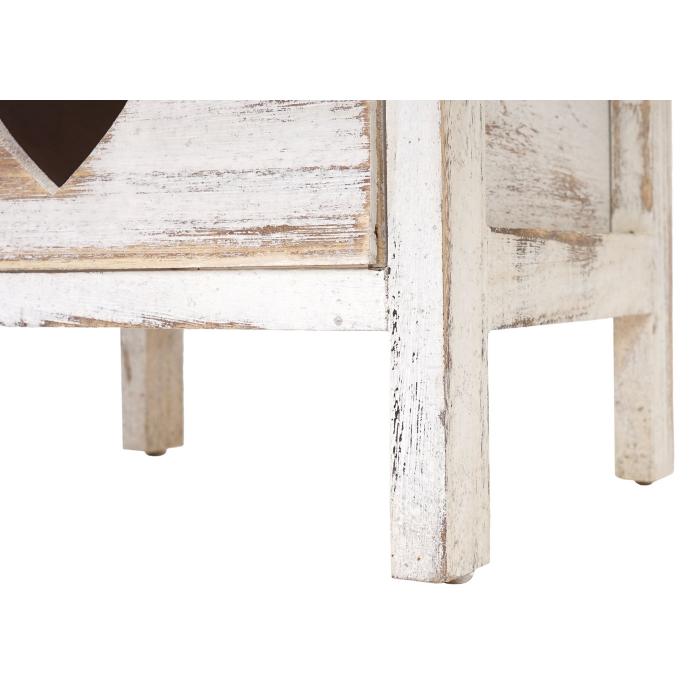 Kommode Forli, Schubladenkommode Schrank, 3 Schubladen mit Herzen 55x29x25cm, Shabby-Look, Vintage ~ wei