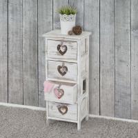 Kommode Forli, Schubladenkommode Schrank, 4 Schubladen mit Herzen 70x29x25cm, Shabby-Look, Vintage ~ wei