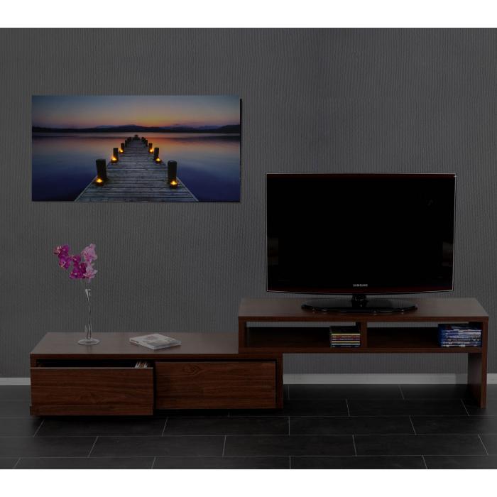 LED-Bild, Leinwandbild Leuchtbild Wandbild, Timer MVG-zertifiziert ~ 110x55cm Steg, flackernd