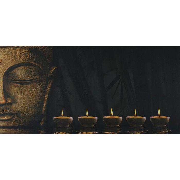 LED-Bild, Leinwandbild Leuchtbild Wandbild, Timer FSC-zertifiziert ~ 110x55cm Buddha, flackernd