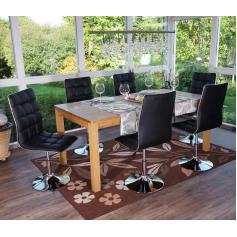6er-Set Esszimmerstuhl HWC-C41, Stuhl Küchenstuhl, höhenverstellbar drehbar, Kunstleder ~ schwarz