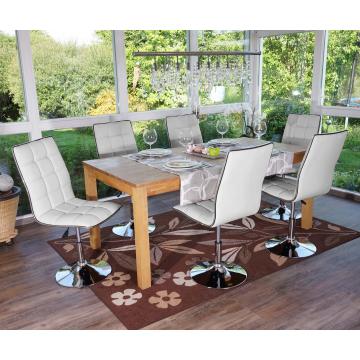 6er-Set Esszimmerstuhl HWC-C41, Stuhl Kchenstuhl, hhenverstellbar drehbar, Kunstleder MVG-zertifiziert ~ wei