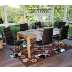 6er-Set Esszimmerstuhl HWC-C41, Stuhl Küchenstuhl, höhenverstellbar drehbar, Kunstleder ~ braun