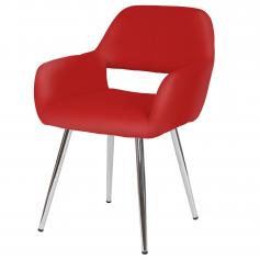 B-Ware (Loch in Sitzfläche, SK4) |Esszimmerstuhl HWC-A50, Stuhl Küchenstuhl, Retro, Kunstleder ~ rot