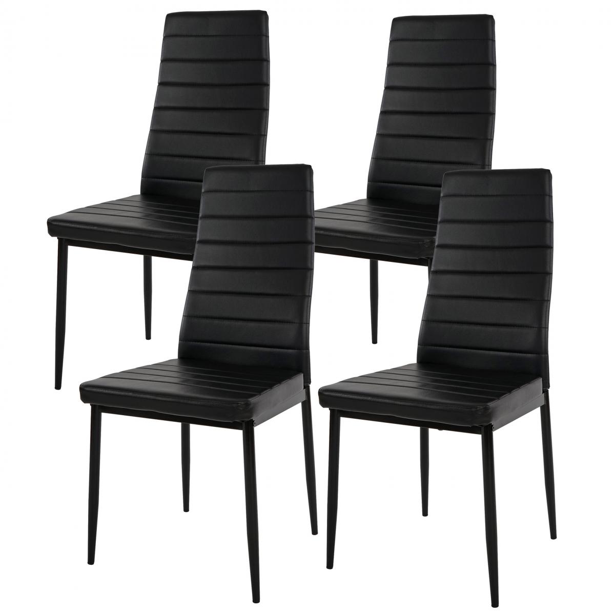 4er-Set Esszimmerstuhl Lixa, Stuhl Kchenstuhl, Kunstleder ~ schwarz