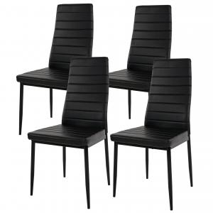 4er-Set Esszimmerstuhl Lixa, Stuhl Kchenstuhl, Kunstleder ~ schwarz