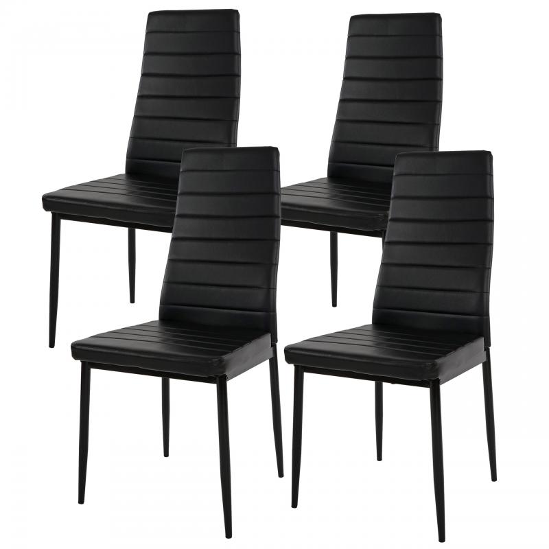 4er-Set Esszimmerstuhl Lixa, Stuhl Kchenstuhl, Kunstleder ~ schwarz