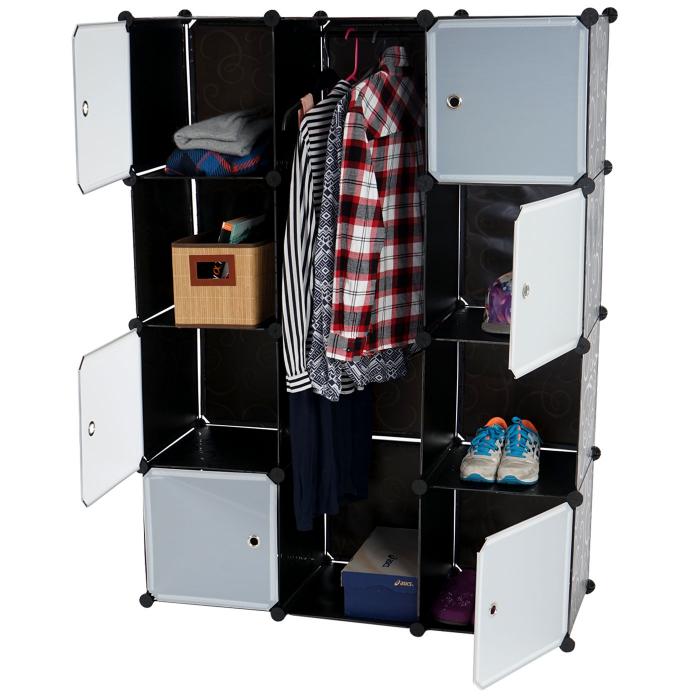 Regalsystem Sydney T307, Steckregal Garderobe Kleiderschrank, 8 Boxen je 36x36x36cm schwarz