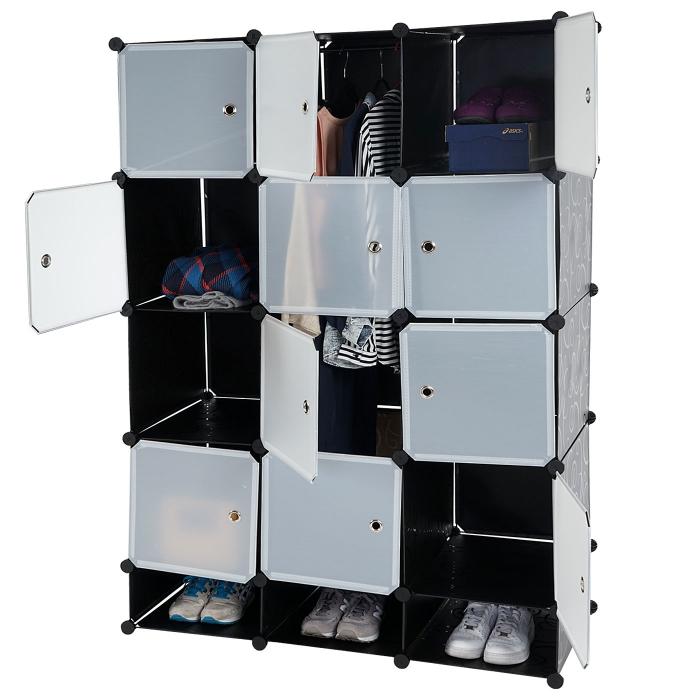 Regalsystem Sydney T306, Steckregal Garderobe Kleiderschrank, 8 Boxen je 37x37x47cm schwarz