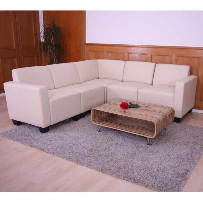 Modular Sofa-System Couch-Garnitur Lyon 5, Kunstleder ~ creme