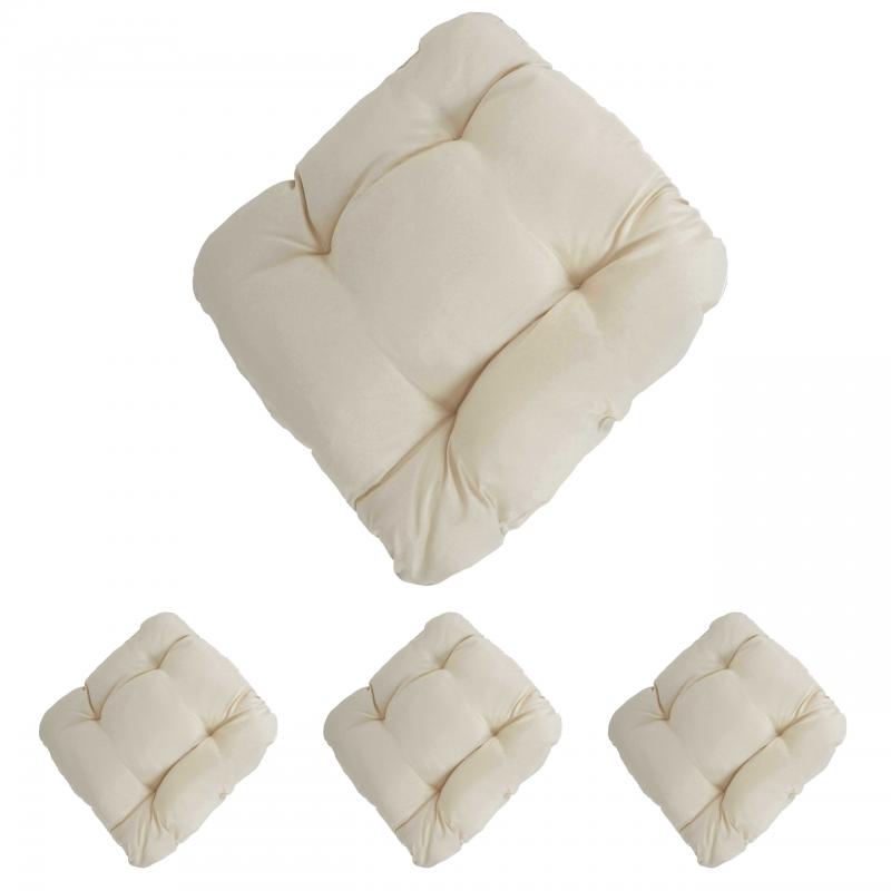 4er-Set Sitzkissen Dublin, Stuhlkissen Kissen, 41x38x8cm ~ creme