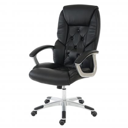 Profi-Brostuhl L42 XXL, Chefsessel Drehstuhl, 150kg belastbar Kunstleder ~ schwarz