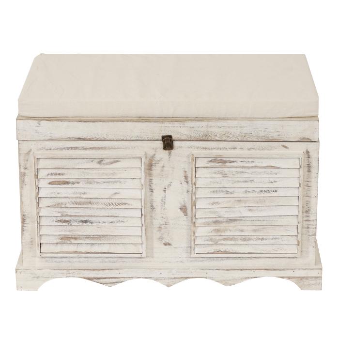 Holztruhe T356, Sitzbank Aufbewahrungstruhe, Shabby-Look Vintage 50x76x45cm ~ wei