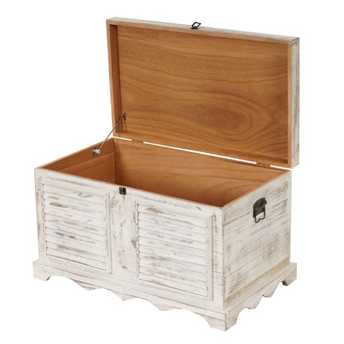 Defekte Ware (Holz gebrochen und Verschlu lose SK5) | Holztruhe T356, Aufbewahrungstruhe, Shabby-Look 50x76x45cm ~ wei