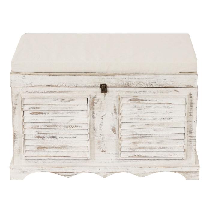 Defekte Ware (Holz gebrochen und Verschlu lose SK5) | Holztruhe T356, Aufbewahrungstruhe, Shabby-Look 50x76x45cm ~ wei