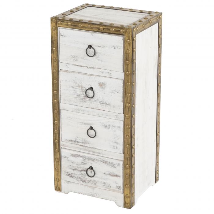 Kommode Duran, Schubladenkommode Schrank, 4 Schubladen 70x33x26cm Shabby-Look Vintage ~ wei