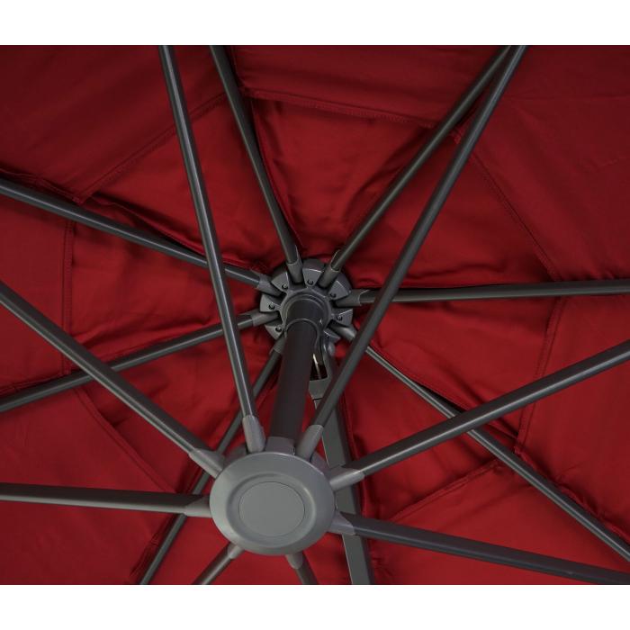 Gastronomie-Ampelschirm HWC-A96, Sonnenschirm, rund  3,5m Polyester Alu/Stahl 26kg ~ bordeaux mit Stnder, drehbar
