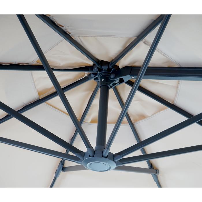 Gastronomie-Ampelschirm HWC-A96, Sonnenschirm, rund  4m Polyester Alu/Stahl 27kg ~ creme mit Stnder