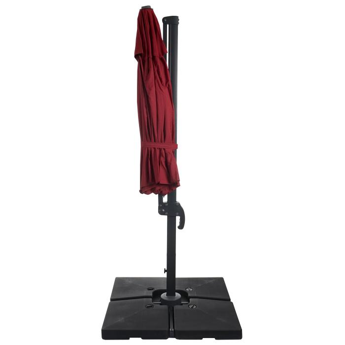 Gastronomie-Ampelschirm HWC-A96, Sonnenschirm, rund  3,5m Polyester Alu/Stahl 26kg ~ bordeaux mit Stnder