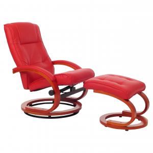 Fernsehsessel Relaxsessel Sessel Pescatori, Kunstleder, mit Hocker ~ rot