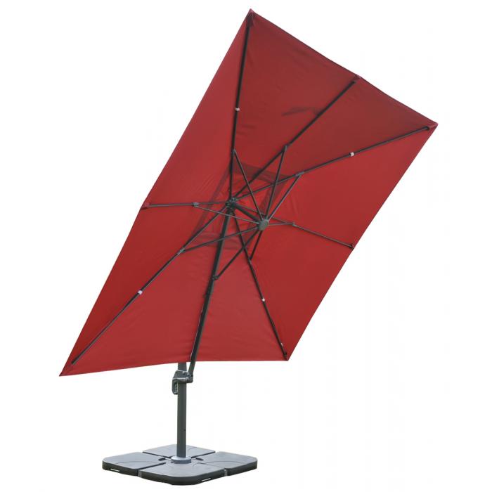 Gastronomie-Ampelschirm HWC-A96, Sonnenschirm, 3x3m (4,24m) Polyester/Alu 23kg ~ anthrazit mit Stnder, drehbar