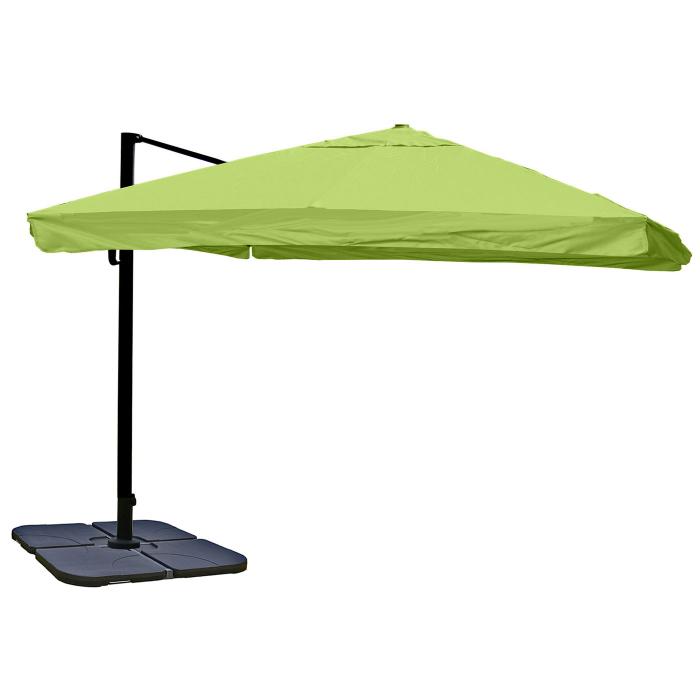 Gastronomie-Ampelschirm HWC-A96, Sonnenschirm, 3x3m (4,24m) Polyester/Alu 23kg ~ Flap, grn mit Stnder