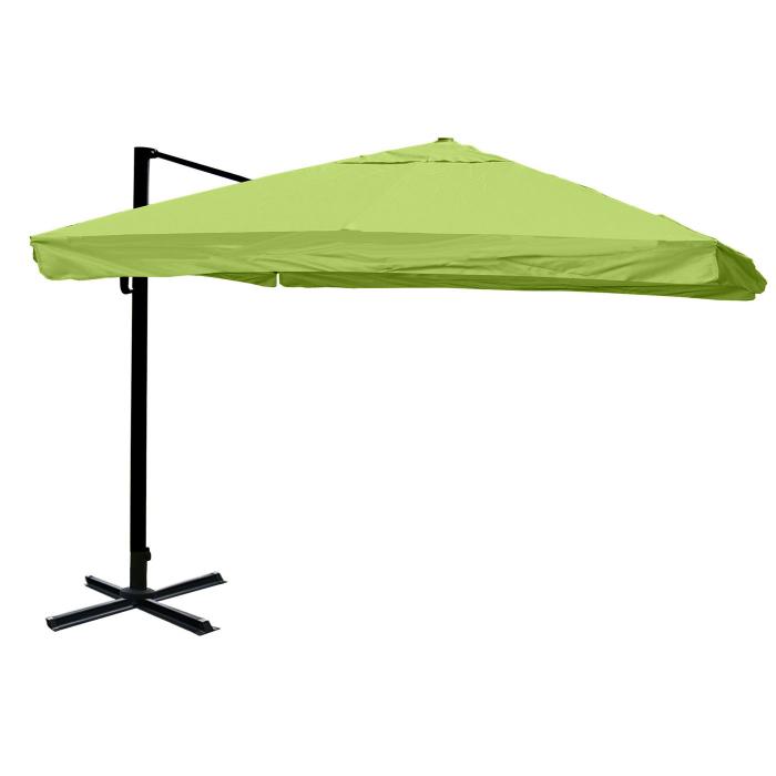 Gastronomie-Ampelschirm HWC-A96, Sonnenschirm, 3x3m (4,24m) Polyester/Alu 23kg ~ Flap, grn ohne Stnder, drehbar